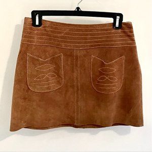Suede Leather Free People Light Brown Mini Skirt